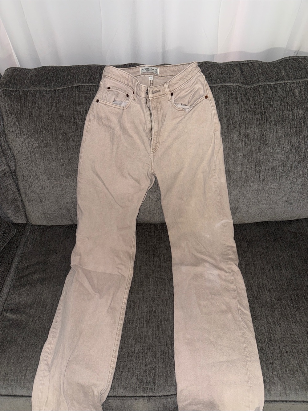 Abercrombie & Fitch Light Beige High-Rise Jeans